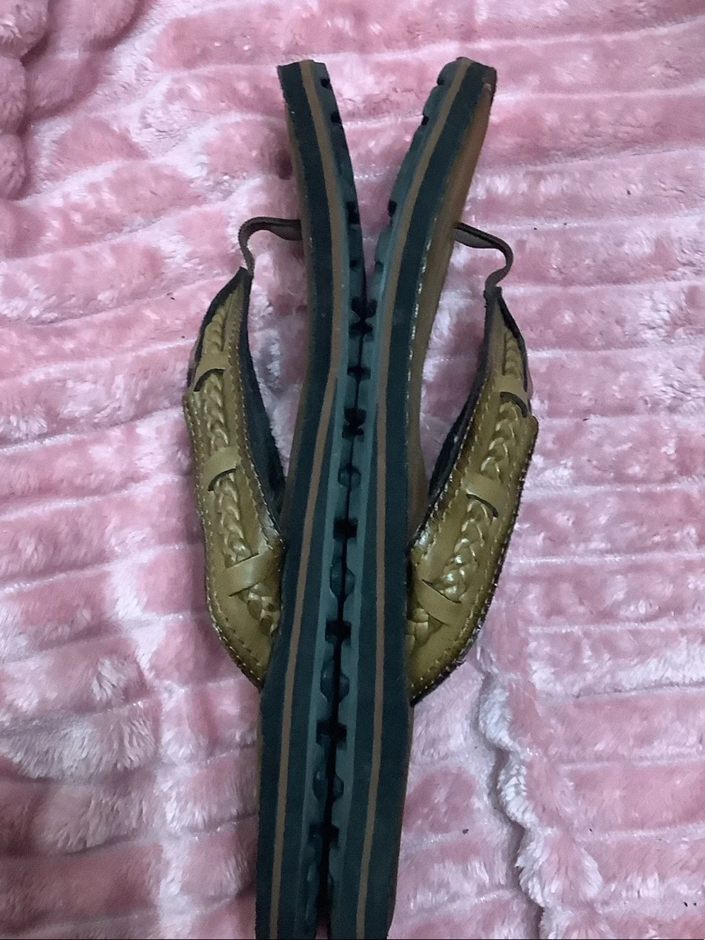 Clarks Brown Braided Leather Thong Sandals